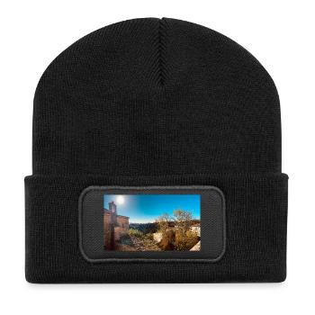 Village toscane ensoleillé avec toits - Beanie recyclé à patch - noir - Devant