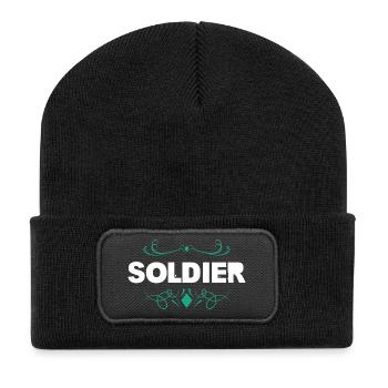 Lettrage des ornements des soldats - Beanie recyclé à patch - noir - Devant
