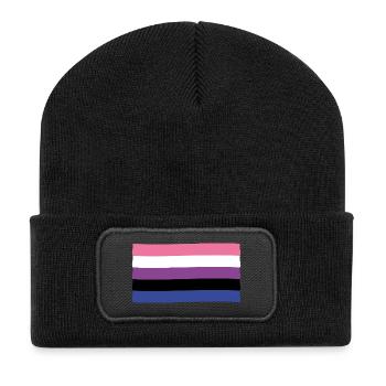 Drapeau de la fierté genderfluid - Beanie recyclé à patch - noir - Devant