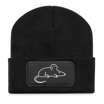 animal souris - Beanie recyclé à patch - noir - Devant