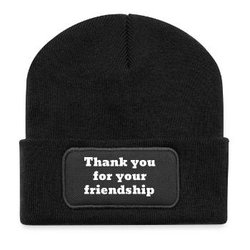 Danke für deine Freundschaft - Recycelte Patch Beanie - Schwarz - Vorne