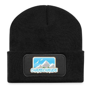 Geschenk für Chamechaude - Recycelte Patch Beanie - Schwarz - Vorne
