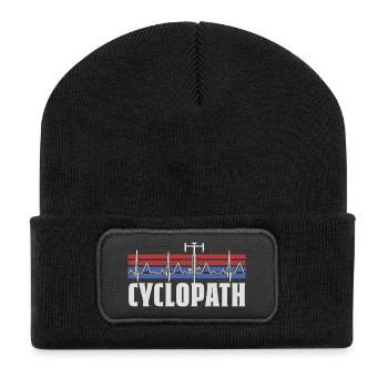 CYCLOPATH GRAVEL RENNRAD RADSPORT SPRUCH FAHRRAD - Recycelte Patch Beanie - Schwarz - Vorne