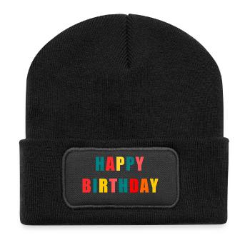 ALLES GUTE ZUM GEBURTSTAG. ALLES GUTE ZUM GEBURTSTAG. JAHRESTAG. - Recycelte Patch Beanie - Schwarz - Vorne