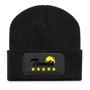 Tennis - Recycelte Patch Beanie - Schwarz - Vorne