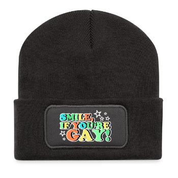 LÄCHLE WENN DU SCHWUL BIST - Recycelte Patch Beanie - Dunkelgrau - Vorne