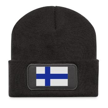 Drapeau national de la Finlande - Beanie recyclé à patch - charbon - Devant