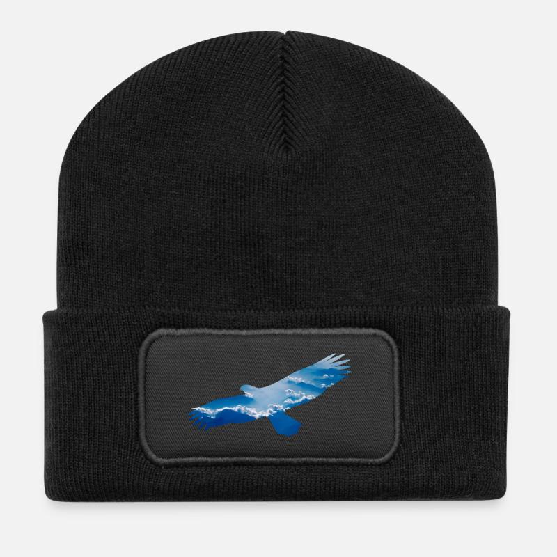 Adler - Recycelte Patch Beanie - Schwarz