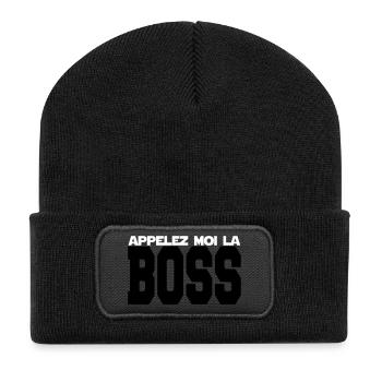 appelez moi la boss - Beanie recyclé à patch - noir - Devant