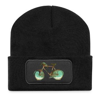 bicycle mountain bike cyclist mountainbike fahrrad - Recycelte Patch Beanie - Schwarz - Vorne