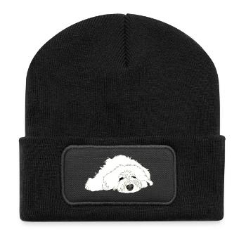hundemuede - Recycelte Patch Beanie - Schwarz - Vorne
