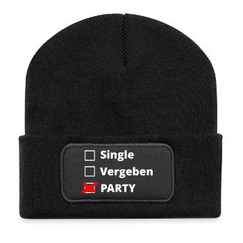 Party - Recycelte Patch Beanie - Schwarz - Vorne