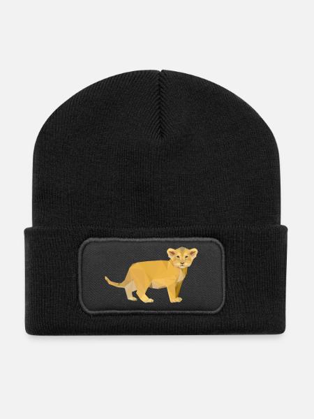 Süßer Löwe - Recycelte Patch Beanie - Schwarz