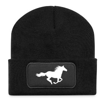 Running horse - Beanie recyclé à patch - noir - Devant