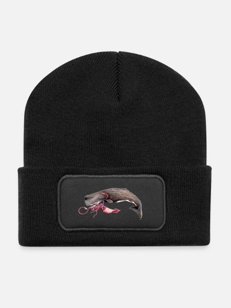 Mit Tintenfisch Pottwal - Pottwal - Cachalot - Recycelte Patch Beanie - Schwarz