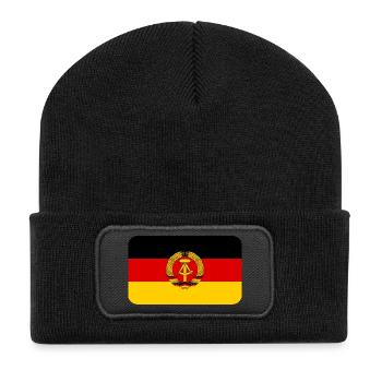 GDR FLAG round corner 400 dpi - Recycelte Patch Beanie - Schwarz - Vorne