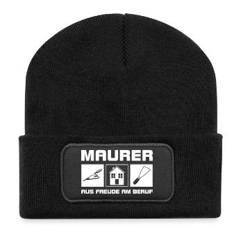 Maurer - Aus Freude am Beruf - Recycelte Patch Beanie - Schwarz - Vorne