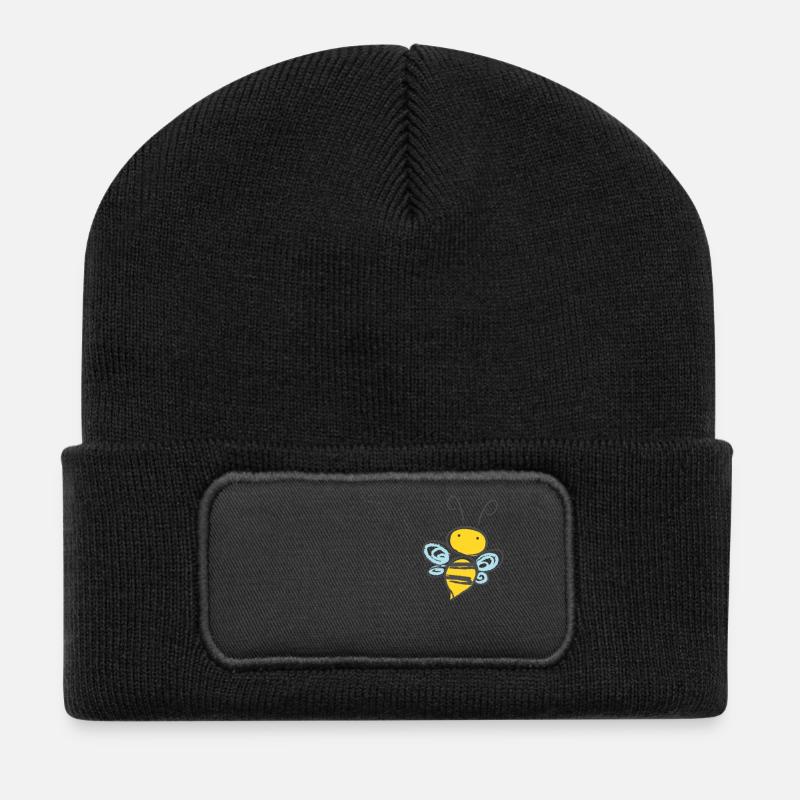 Biene,wilde Biene,Comic - Recycelte Patch Beanie - Schwarz