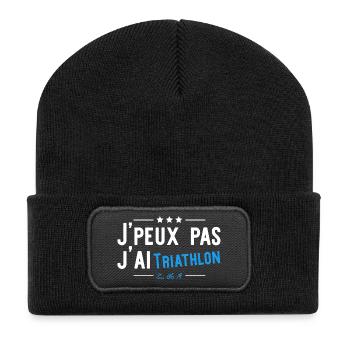 J'ai triathlon t-shirt drole - Beanie recyclé à patch - noir - Devant