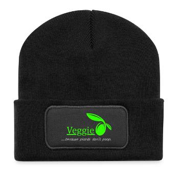 Veggie - végétariens. idée cadeau - Beanie recyclé à patch - noir - Devant