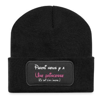 ♥Princesse c'est moi♥ - Beanie recyclé à patch - noir - Devant