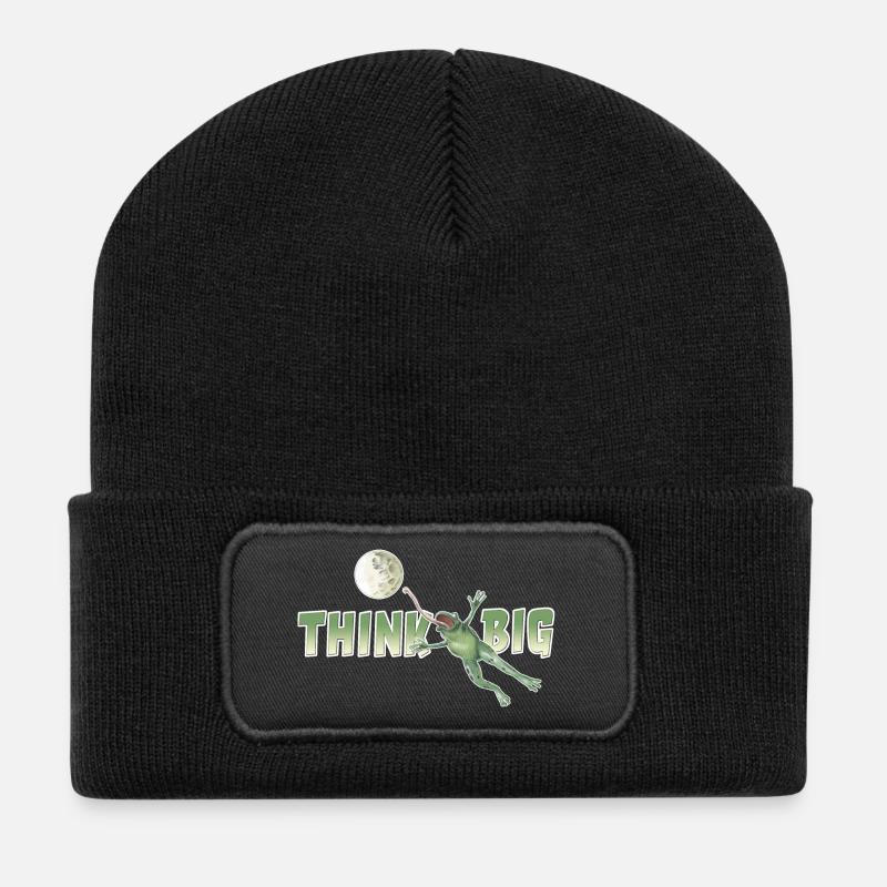 shirt motiv frosch mond positiv think big neu - Recycelte Patch Beanie - Schwarz