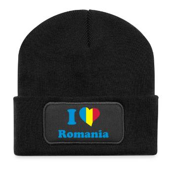 I love Romania - Recycled Patch Beanie - black - Front