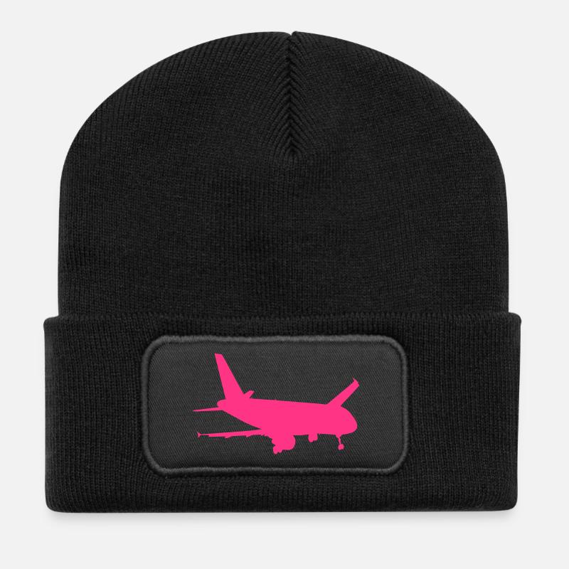 A320-Landung - Recycelte Patch Beanie - Schwarz