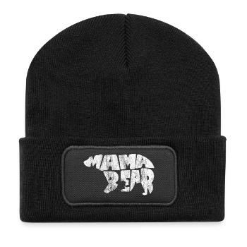 Maman Ours Maman Ours Cadeau Mère Fête des Mères - Beanie recyclé à patch - noir - Devant