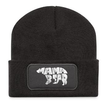 Mama Bear Mama Bär Geschenk Muttertag Mutter - Recycelte Patch Beanie - Dunkelgrau - Vorne