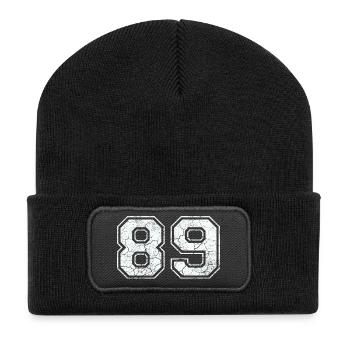 89 in white in the used look - Recycled Patch Beanie - black - Front