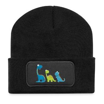 Lustige Dinosaurier Arten I Dino Kinder Geschenk - Recycelte Patch Beanie - Schwarz - Vorne