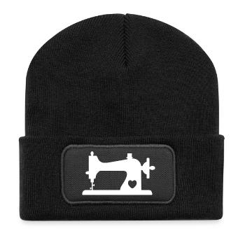 Sewing machine with heart - Recycled Patch Beanie - black - Front