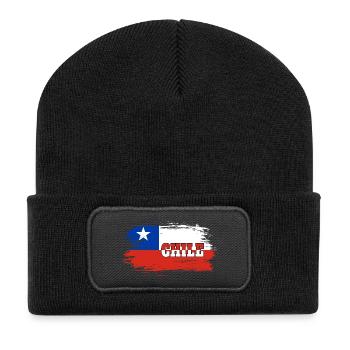 Chile Flagge / Geschenk Nationalflagge - Recycelte Patch Beanie - Schwarz - Vorne