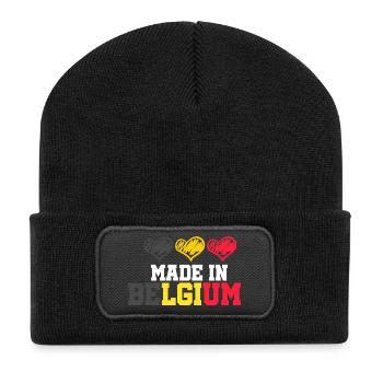Made in Belgique Bruxelles cadeau belge - Beanie recyclé à patch - noir - Devant