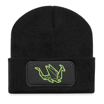 Origami: stolzer Drache - Recycled Patch Beanie - black - Front