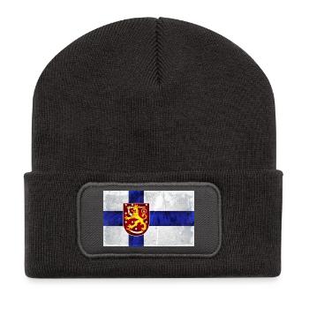 Drapeau de la Finlande Lion - Beanie recyclé à patch - charbon - Devant