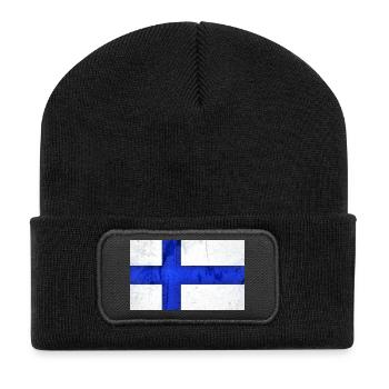 Finnland Flagge - Recycelte Patch Beanie - Schwarz - Vorne