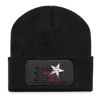 Spruch Weihnachten - Recycelte Patch Beanie - Schwarz - Vorne