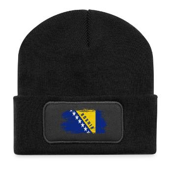 Bosnien Vintage Flagge / Geschenk Sarajevo - Recycelte Patch Beanie - Schwarz - Vorne