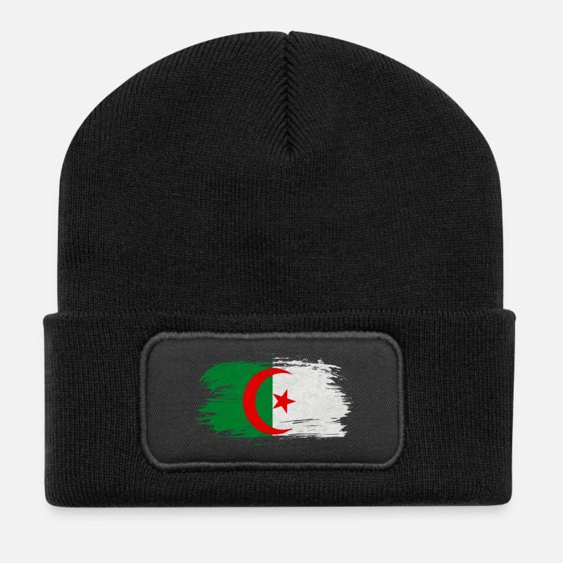 Algérie Drapeau vintage / Cadeau Alger - Beanie recyclé à patch - noir