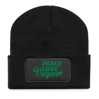 Vegan - Recycelte Patch Beanie - Schwarz - Vorne