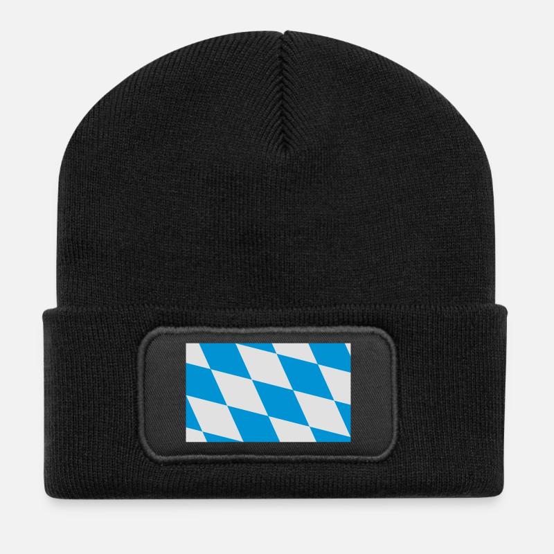 Bayern Flagge Blau Weiß - Recycelte Patch Beanie - Schwarz