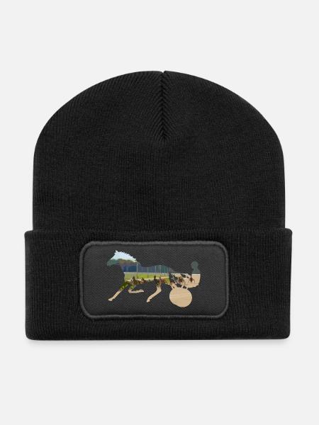 horse racing - Recycled Patch Beanie - black
