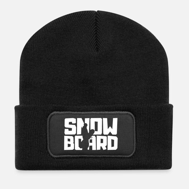 Snowboard Freestyle Shirt – Ride the Mountain - Recycelte Patch Beanie - Schwarz