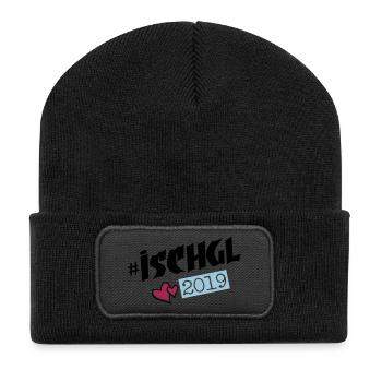 ischgl 2019 herzchen - Recycelte Patch Beanie - Schwarz - Vorne