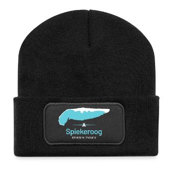 Spiekeroog | Design-Landkarte - Recycelte Patch Beanie - Schwarz - Vorne
