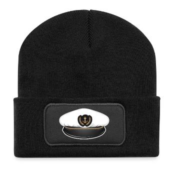 Chapeau de capitaine pour le capitaine de son navire - Beanie recyclé à patch - noir - Devant