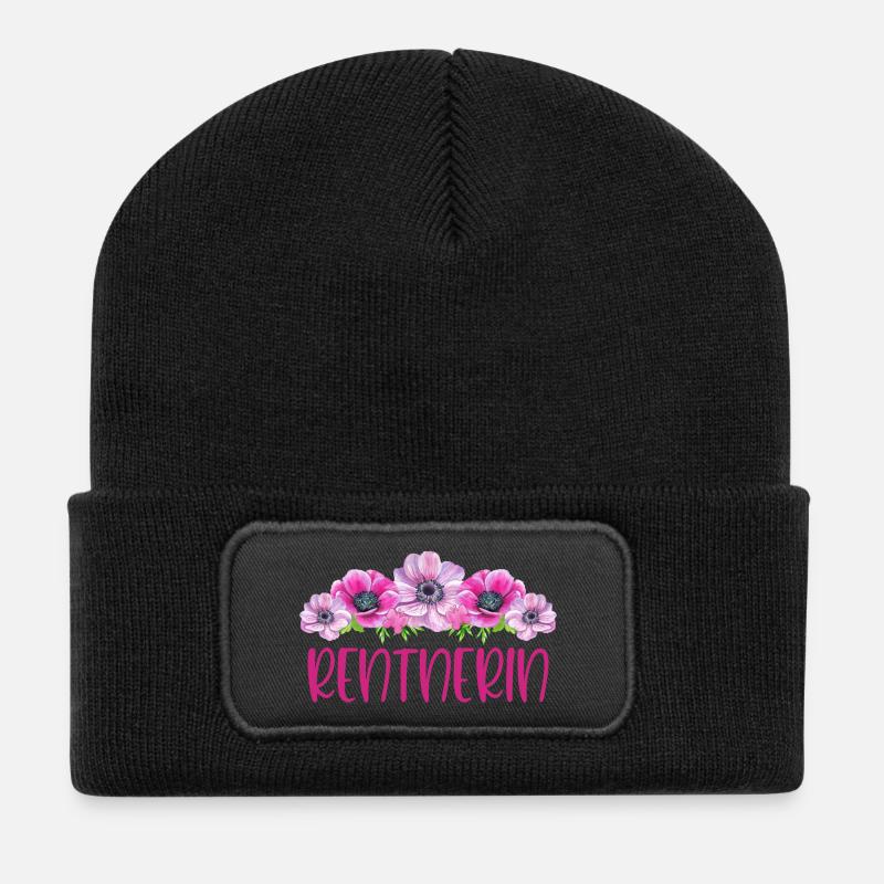Rentnerin Blumen - Recycelte Patch Beanie - Schwarz