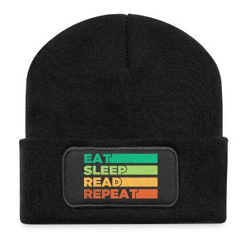Lebendiges motivierendes Design des Nahrungszyklus - Recycelte Patch Beanie - Schwarz - Vorne